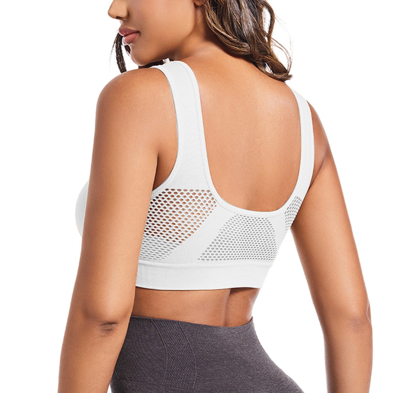 thumbnail image 5 of Sujetador con botones y aberturas para mujer: transpirable, sin aros, tirantes ajustables, tallas S-XXL, conversión EE. UU./UE, 5 of 8